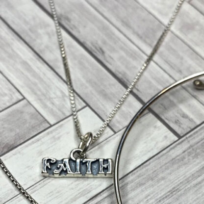 Sterling Silver FAITH Charm Necklace