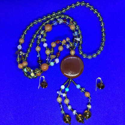 Beaded Gemstone & Bolero Necklace & Earrings